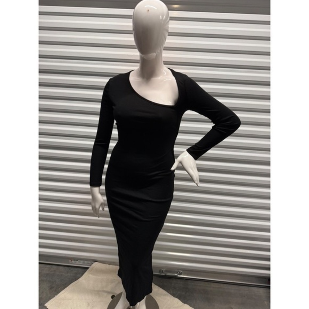 Micas Asymmetrical Neck Slit‎ Maxi Dress Black size L - Picture 5 of 14